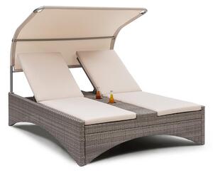 Blumfeldt Eremitage Double Lounger, plážové ležadlo pre 2 osoby, hliník/ratan, tmavošedé