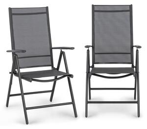Blumfeldt Almeria, skladacia stolička, sada 2 kusov, 56,5 x 107 x 68 cm, ComfortMesh, antracitová
