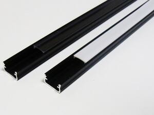 BERGE Hliníkový Profil pre LED pásky A Povrchový Čierny 1m