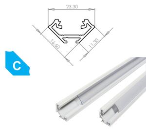 BERGE Hliníkový Profil pre LED pásky C Rohový Lakovaný biely 1m