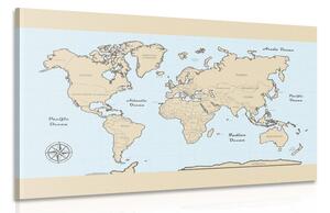 Obraz mapa sveta s béžovým okrajom Varianta: 90x60
