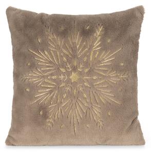 CHLPATÁ VIANOČNÁ DEKORAČNÁ OBLIEČKA NA VANKÚŠ SNOWFLAKE 45X45 CM BÉŽOVÁ