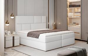 Čalúnená manželská posteľ s úložným priestorom Ferine 145 - biela