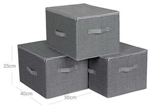 VASAGLE Skladacie úložné boxy s vekom sivé 3 ks