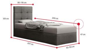 Čalúnená jednolôžková posteľ DOUBLE 2, 90x200, cosmic16