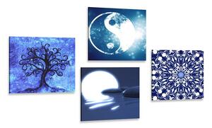 Set obrazov Feng Shui v modrom prevedení Varianta: 4x 40x40
