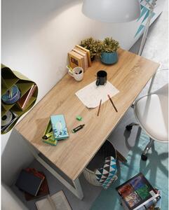 Biely písací stôl s doskou v drevenom dekore Kave Home Lisbet