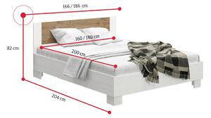 Manželská posteľ MARKUS + rošt, 180x200, borovica anderson/dub
