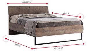 Manželská posteľ SEPTIMA + rošt, 180x200, dub frigate