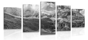 5-dielny obraz majestátna horská krajina v čiernobielom prevedení Varianta: 100x50