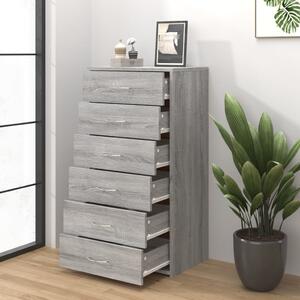 Komoda so 6 zásuvkami sivá sonoma 50x34x96 cm spracované drevo