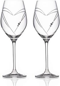 Diamante poháre na biele víno Hearts s kryštály Swarovski 360ml 2KS