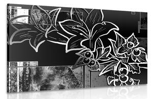 Obraz kvetinová ilustrácia v čiernobielom prevedení Varianta: 60x40