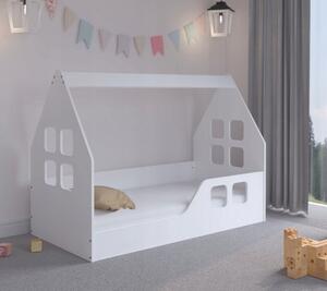 Detská posteľ domček Montessori 140 x 70 cm biela pravá Biela