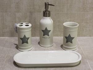 STAR Kúpeľňová sada doplnkov 4 kusy set keramický biely s hviezd