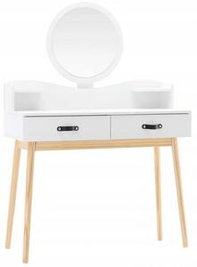 Biely škandinávsky toaletný stolík so zrkadlom Biela