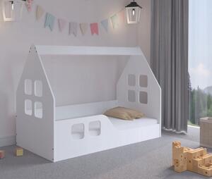 Detská posteľ domček Montessori 140 x 70 cm biela ľavá Biela