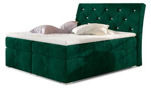 Čalúnená manželská posteľ s úložným priestorom Beneto 160 - tmavozelená
