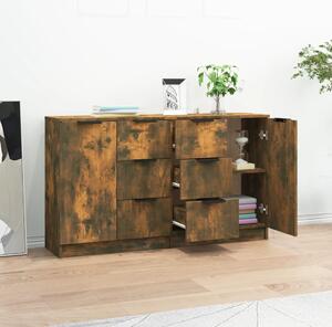 Komody 2 ks dymový dub 60x30x70 cm spracované drevo