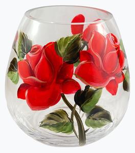 Maľovaná váza červená ruža 17cm