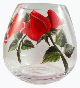 Maľovaná váza červená ruža 17cm