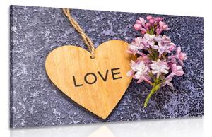 Obraz drevené srdce s nápisom Love Varianta: 60x40