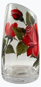 Maľovaná vázička červená ruža, 19 cm