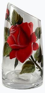 Maľovaná vázička červená ruža, 19 cm