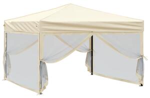 Skladací párty stan s bočnicami krémový 3x3 m