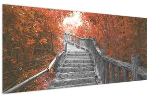 Obraz - Schody v prírode, oranžová (120x50 cm)