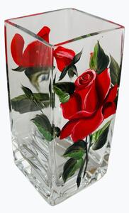 Maľovaná váza červená ruža 20cm