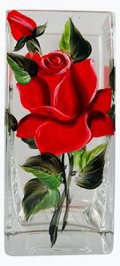 Maľovaná váza červená ruža 20cm