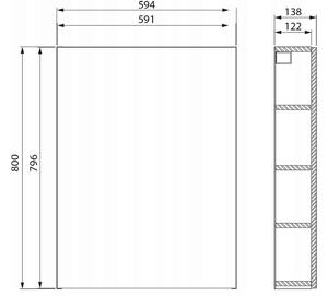 Cersanit City, závesná skrinka 60x14x80 cm, biela lesklá, S584-021-DSM