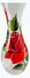Maľovaná váza červená ruža 26cm
