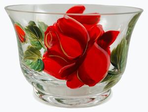 Maľovaná miska červená ruža 14x8 cm