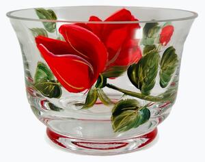 Maľovaná miska červená ruža 14x8 cm
