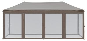 Skladací párty stan s bočnými stenami sivohnedý 3x6 m
