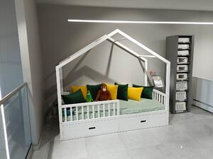 Detská drevená posteľ domček 200x90 Wiktor - biela