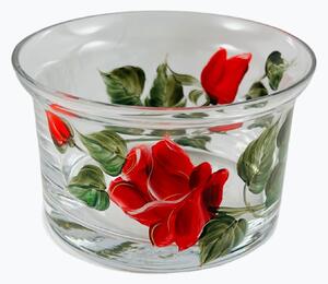 Maľovaná miska červená ruža 13x8 cm