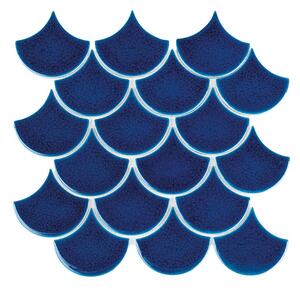 Mozaika tmavomodrá keramická lesklá 29,6x30cm MINI FISH SCALE ARUBA 88
