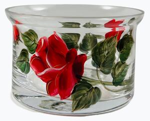 Maľovaná miska červená ruža 13x8 cm
