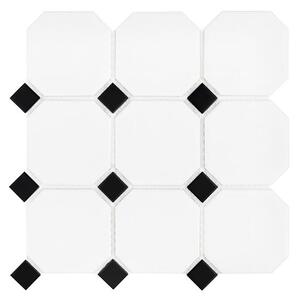 Mozaika čierno-biela keramická matná 30,1x30,1cm OCTAGON WHITE 95 MATT