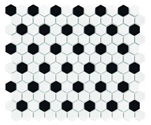 Mozaika čierno-biela keramická lesklá 26x30cm MINI HEXAGON B&W MIX