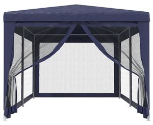 Párty stan so 6 sieťkovanými bočnými stenami modrý 3x6 m HDPE