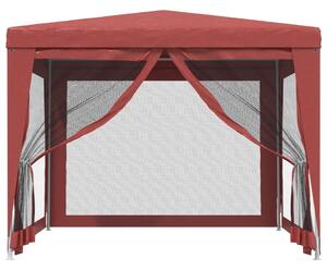 Párty stan so 4 sieťkovanými bočnými stenami červený 3x3 m HDPE