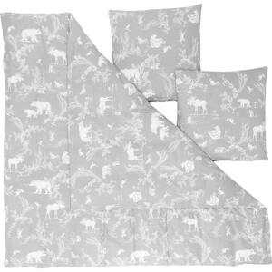 Sivé flanelové obliečky na dvojlôžko Westwing Collection, 200 x 200 cm
