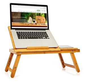 Blumfeldt Podnos do postele, sklopný, stolík notebook, výškovo nastaviteľný, 54 × 21 – 29 × 35 cm (Š × V × H), bambus