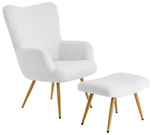 RELAXAČNÉ KRESLO S PODNOŽKOU, kov, textil, biela Ti'me - Kreslá