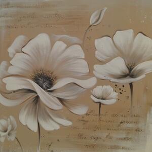 Maľovaný obraz Béžové kvety 70x70 cm
