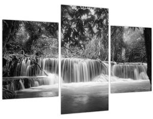 Obraz - Čiernobiely vodopád (90x60 cm)